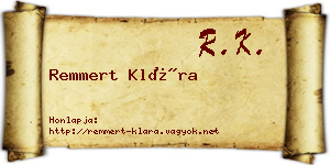 Remmert Klára névjegykártya